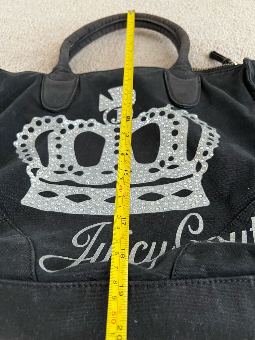 Juicy Couture Black Tote with Silver Crown Graphic - Picture 5 of 9